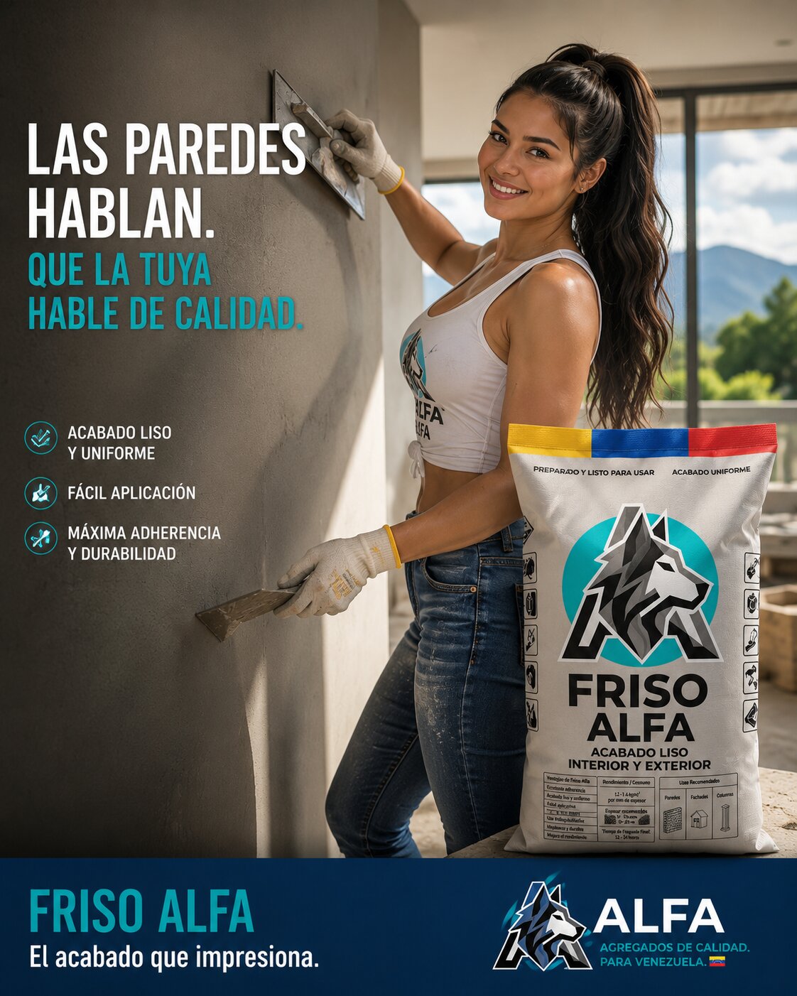 Aplicación de Friso Alfa en pared